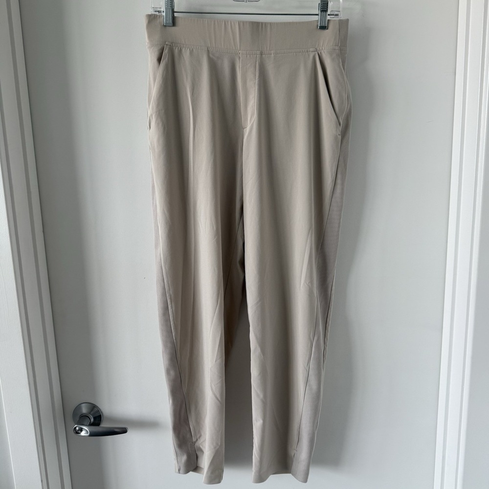 Athleta Womens Brooklyn Ankle Pants Mid Rise Pull On Sz 8 Abalone Taupe Beige
